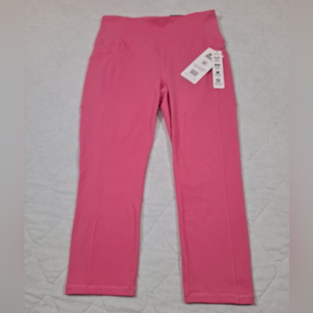 "NWT" RBX Capri Length Legging Women's M Pink High-Waisted 2 Ph Pkts. Wicking